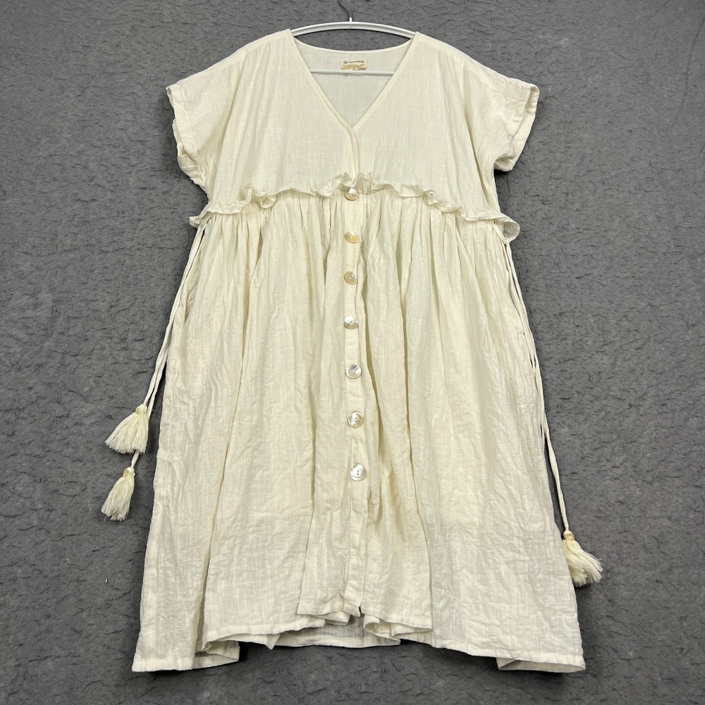 SeamsFriendly Dress Womens 34" Regular Cotton Knee Length Frilled Bohemian Beach